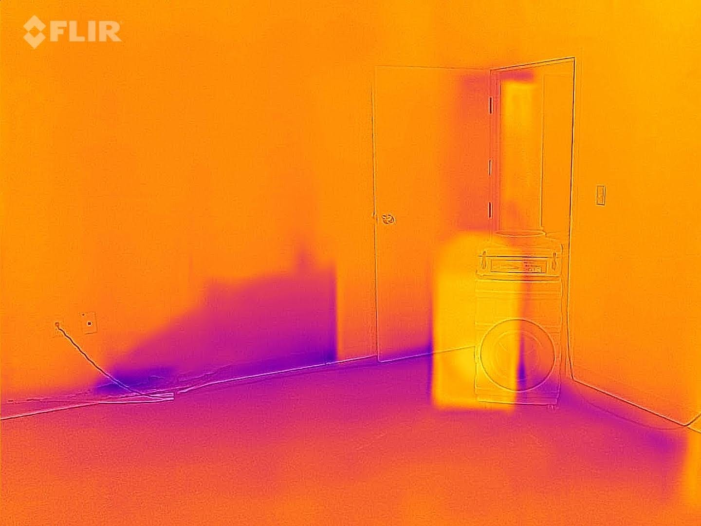 Commercial Envelope Scan — Infrared thermography identifying water migration pockets across commercial drywall.