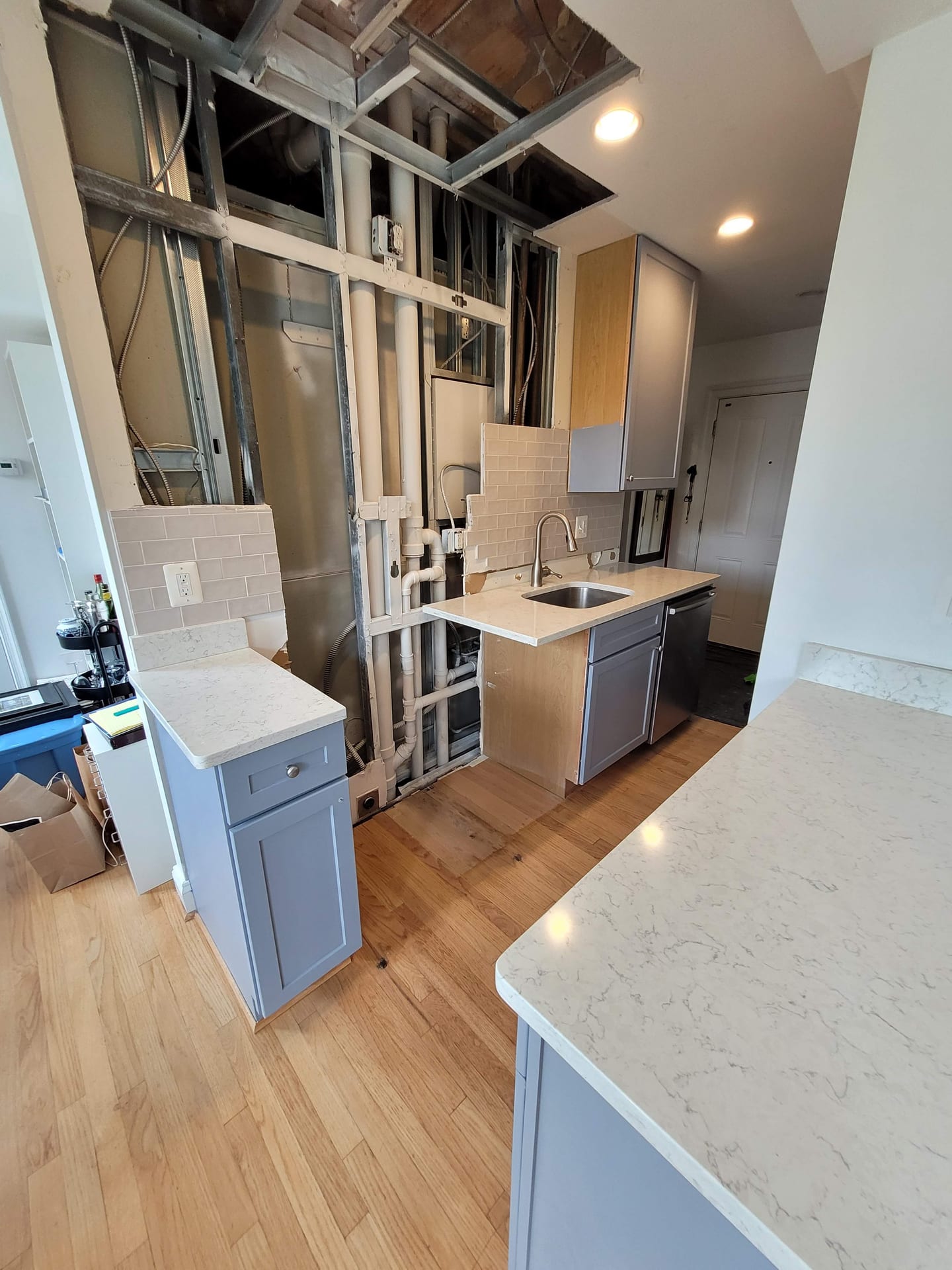 Targeted Wall Cavity Cleanout — Precision drywall removal exposing saturated studs for rapid drying and sanitization.