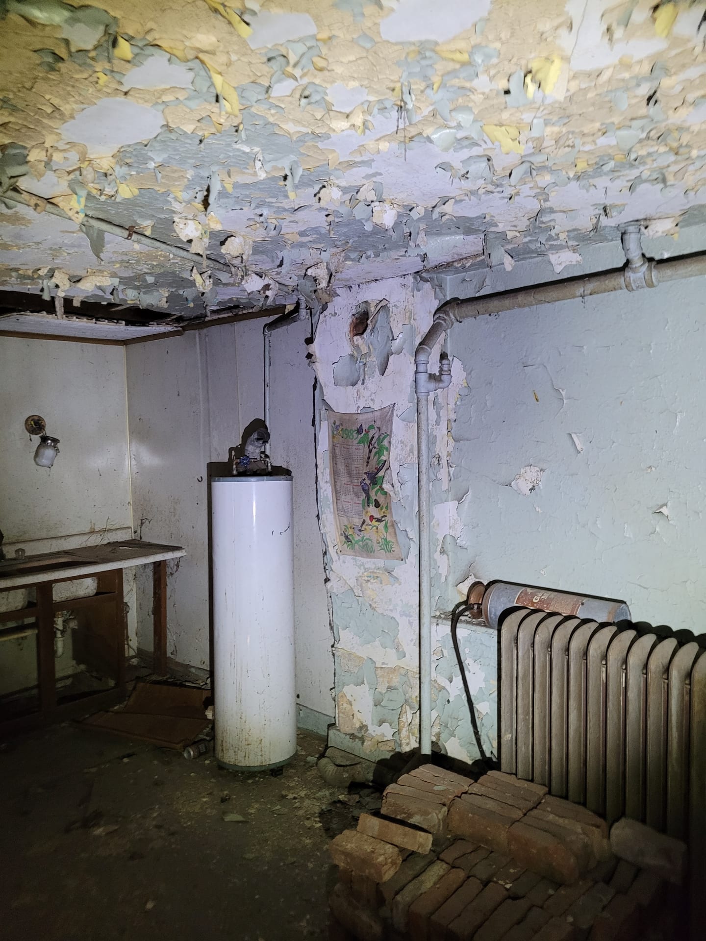 Historic building with aged lead paint surfaces
