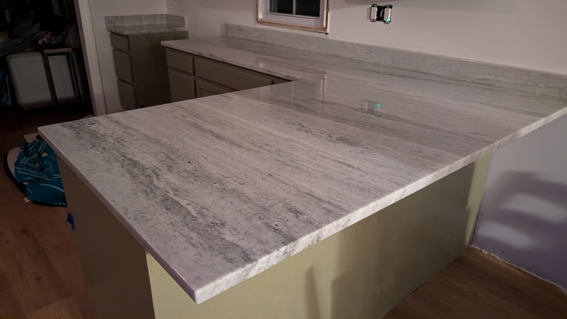 Sealing granite countertop slab during kitchen restoration